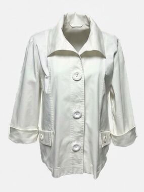 westbound Off White Jacket 3/4 Sleeve Cotton Blend Button Front Pockets size L